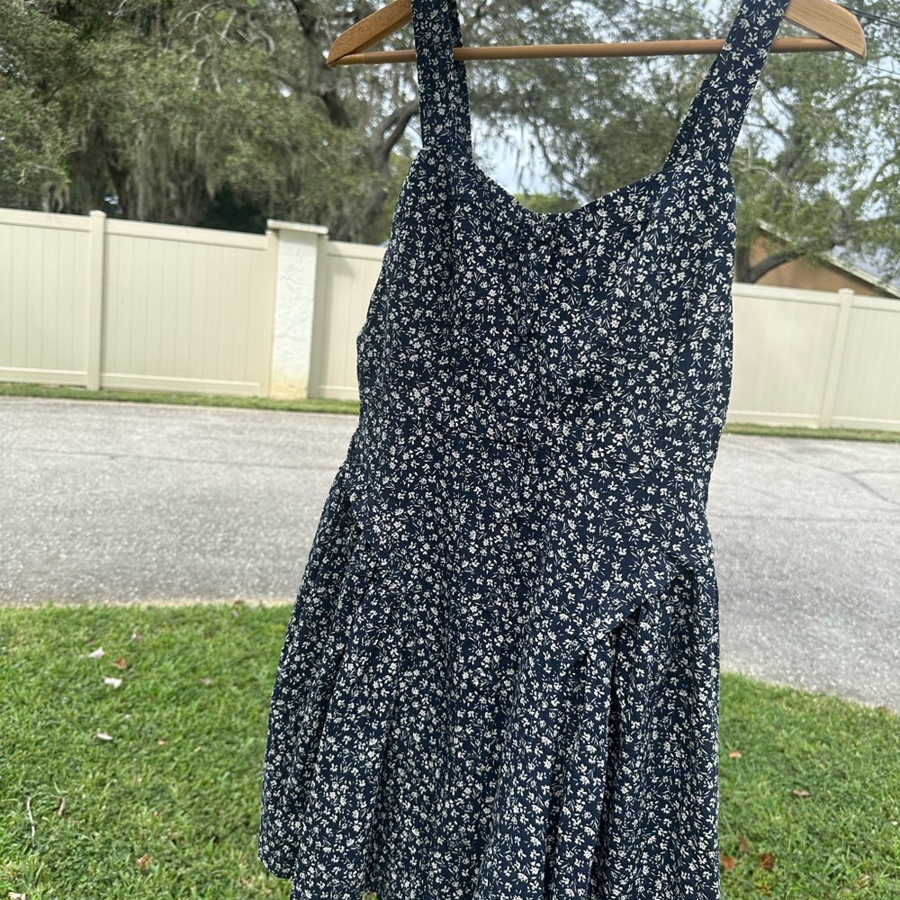 English Factory Navy and White Patterned Dress